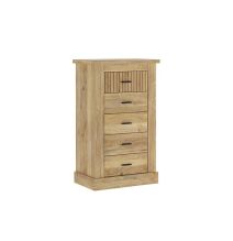 Pack de Muebles de Dormitorio Habitación con Cabecero, 2 Mesitas de Noche 3 Cajones y Sinfonier en Color Mauvella Rayas