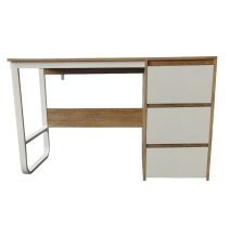 Escritorio Oficina 120 cm con 3 Cajones, Mesa de Ordenador Moderna, Tablero MDF y Melamina, Color Sonoma/Blanco, 120x48x74 cm